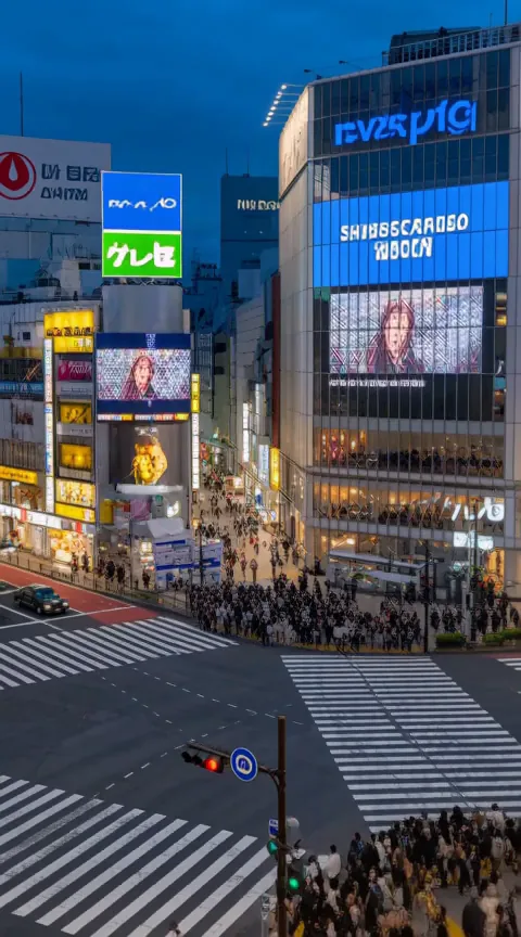 Shibuya scramble at night, Shibuya Scramble Crossing (渋谷スクランブル交差点), Shibuya